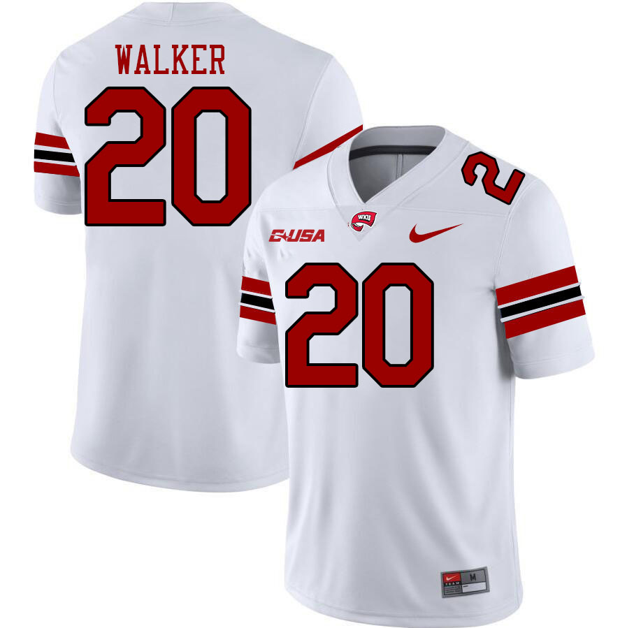 Western Kentucky Hilltoppers #20 Jaleel Walker College Football Jerseys Stitched Sale-White